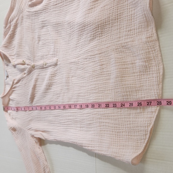J Jill PJ Pink 3/4 Button Front V-Neck Popover Gauzy Lightweight Tunic Size S - Picture 12 of 12